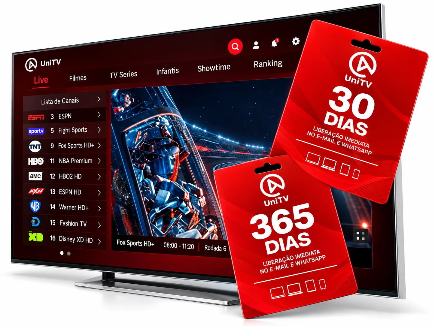 Imagem ilustrativa da renovação UniTV com opções de 30 e 365 dias